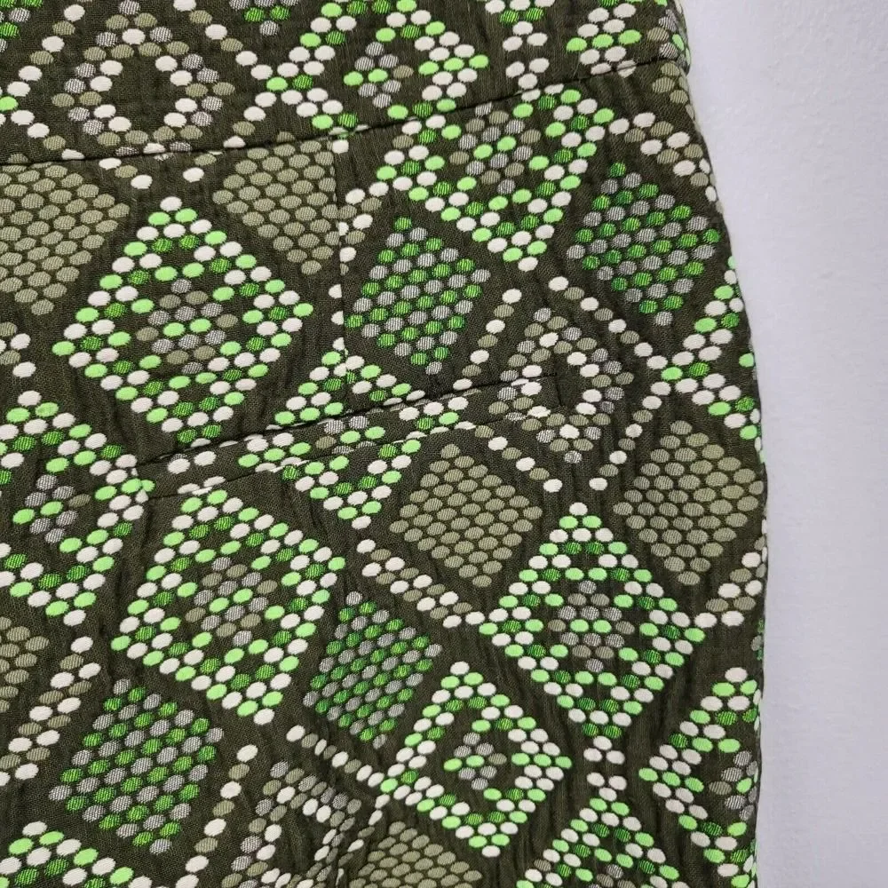 Akris Punto Pants sz 10 Madison Print Jacquard Crop In Agave geometric NWT - Picture 5 of 10